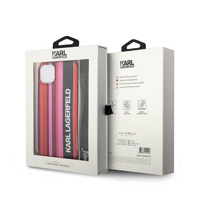Karl Lagerfeld Color Stripes Strap - Case for iPhone 14 (Pink) - 7