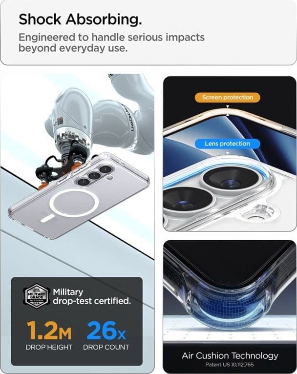 Spigen Ultra Hybrid Mag MagSafe - Custodia per Samsung Galaxy S26+ (Trasparente/Bianco) - 10