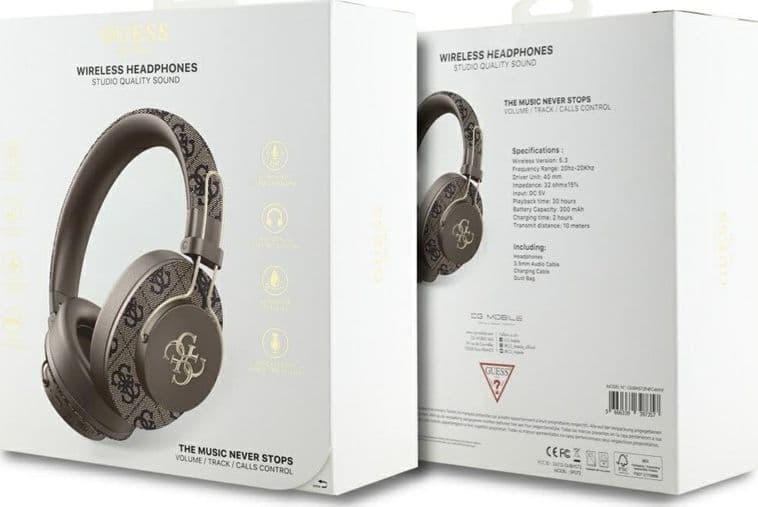 Guess Metal 4G Logo - Wireless Over-Ear Bluetooth Headphones ENC (brown) - 5