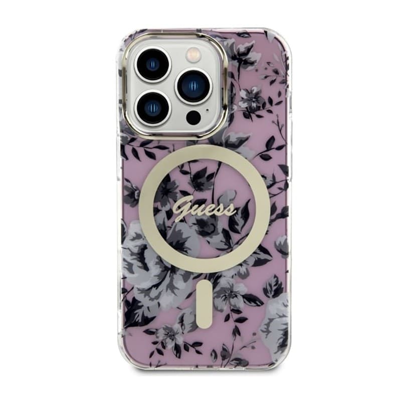 Guess Flower MagSafe - Case for iPhone 14 Pro (Pink) - 3