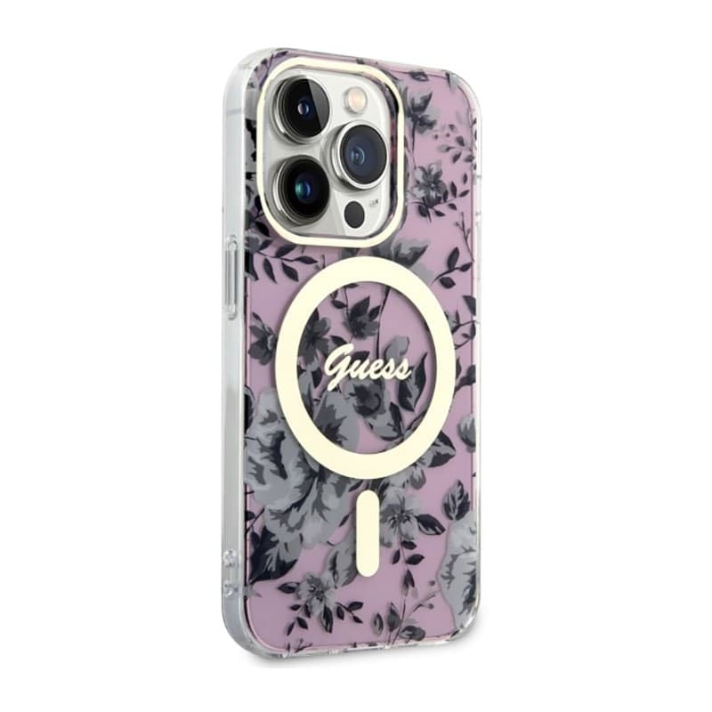Guess Flower MagSafe - Case for iPhone 14 Pro (Pink) - 4