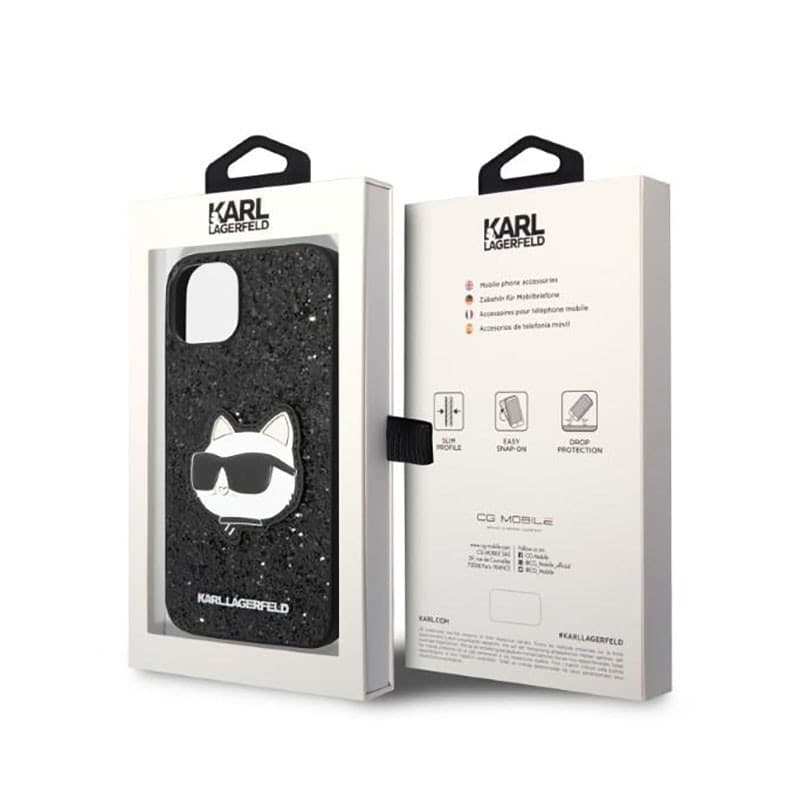 Karl Lagerfeld NFT Glitter Choupette Patch - Case for iPhone 14 Plus (Black) - 8