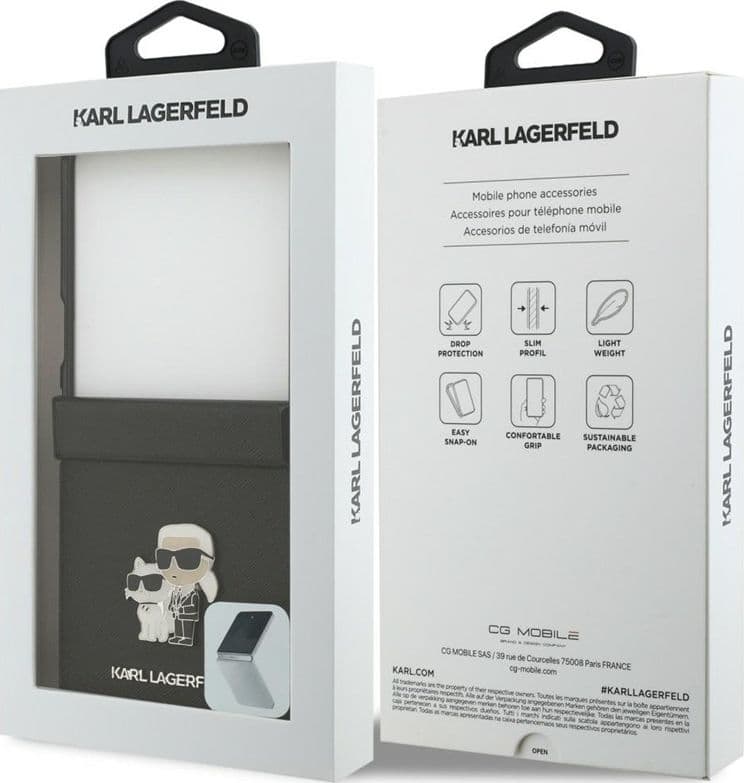 Spille Karl Lagerfeld Karl & Choupette Saffiano - Custodia per Samsung Galaxy Z Flip 8 (nera) - 8