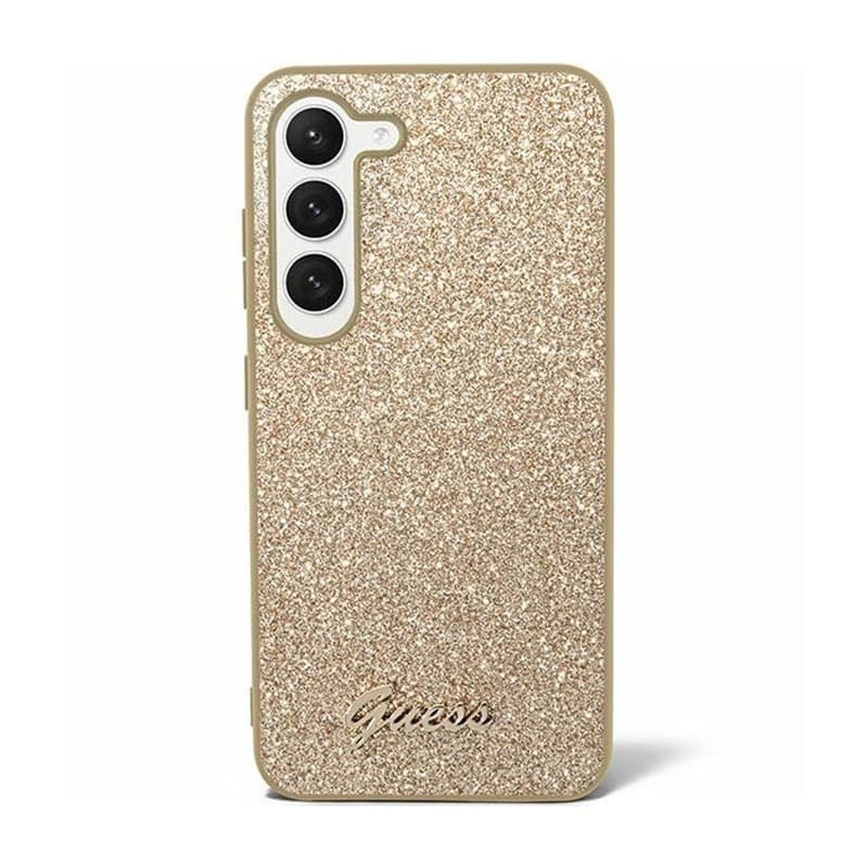 Guess Glitter Flakes Metal Logo Case - Case for Samsung Galaxy S24+ (gold) - 2