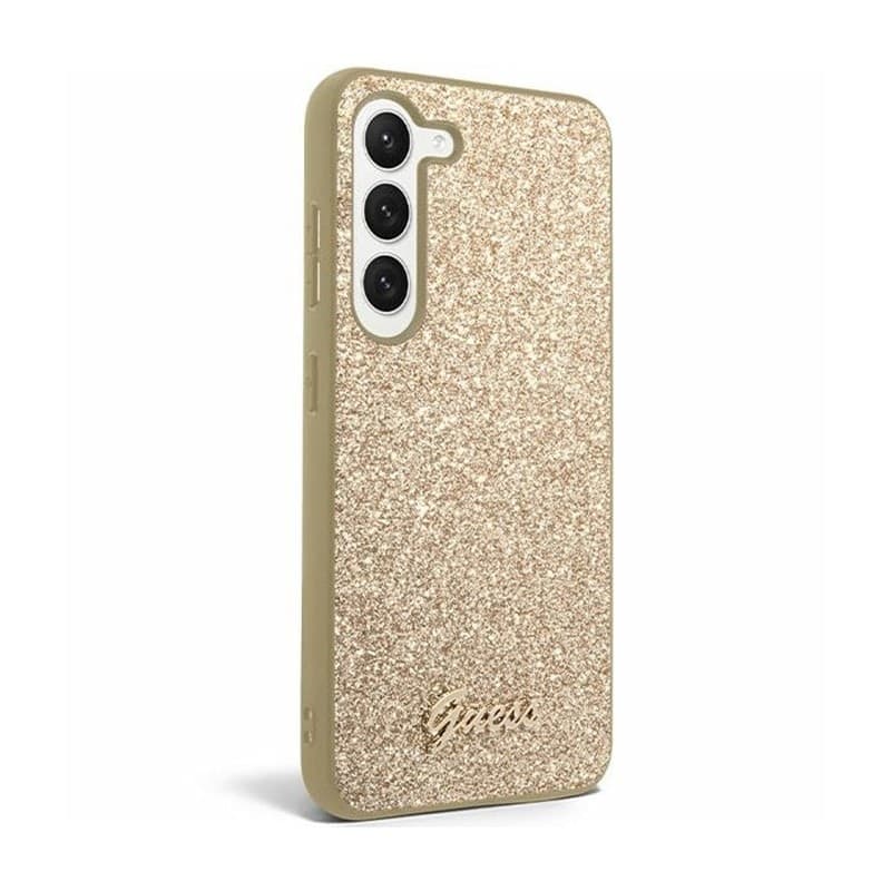 Guess Glitter Flakes Metal Logo Case - Case for Samsung Galaxy S24+ (gold) - 3