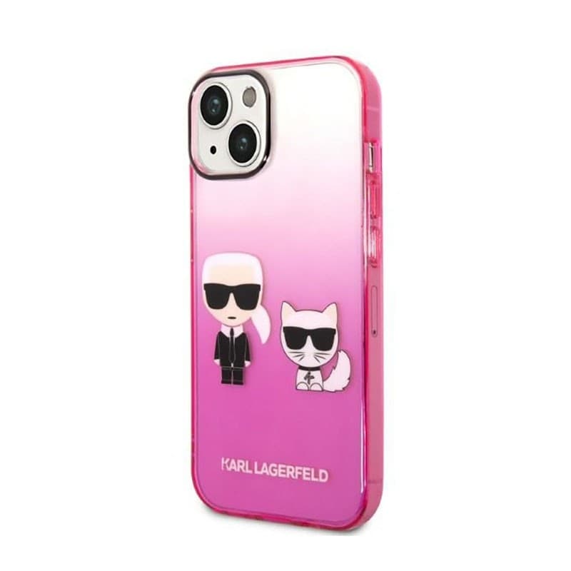 Karl Lagerfeld Gradient Ikonik Karl & Choupette - Case for iPhone 14 Plus (Pink) - 2