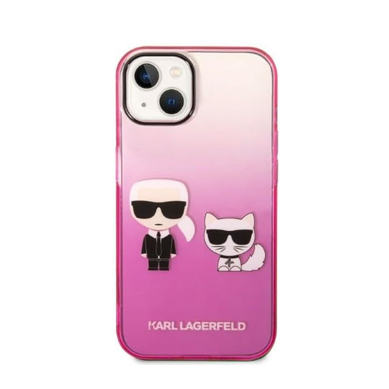 Karl Lagerfeld Gradient Ikonik Karl & Choupette - Case for iPhone 14 Plus (Pink) - 3