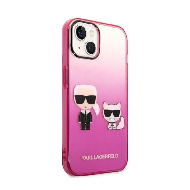 Karl Lagerfeld Gradient Ikonik Karl & Choupette - Case for iPhone 14 Plus (Pink) - 4