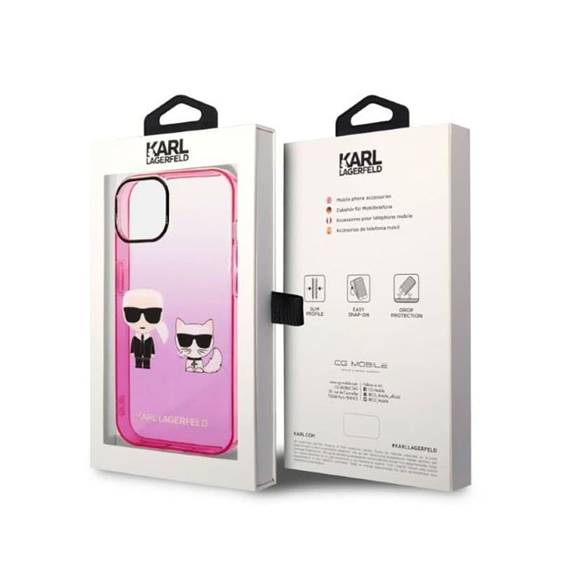 Karl Lagerfeld Gradient Ikonik Karl & Choupette - Case for iPhone 14 Plus (Pink) - 8
