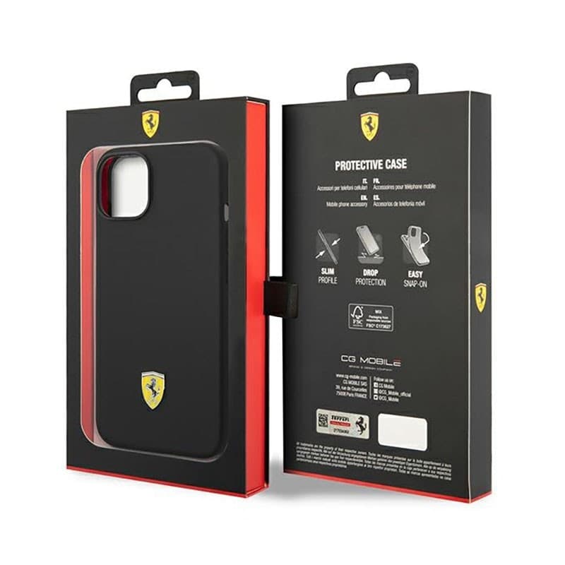 Ferrari Silicone Metal Logo - Case for iPhone 14 (Black) - 8