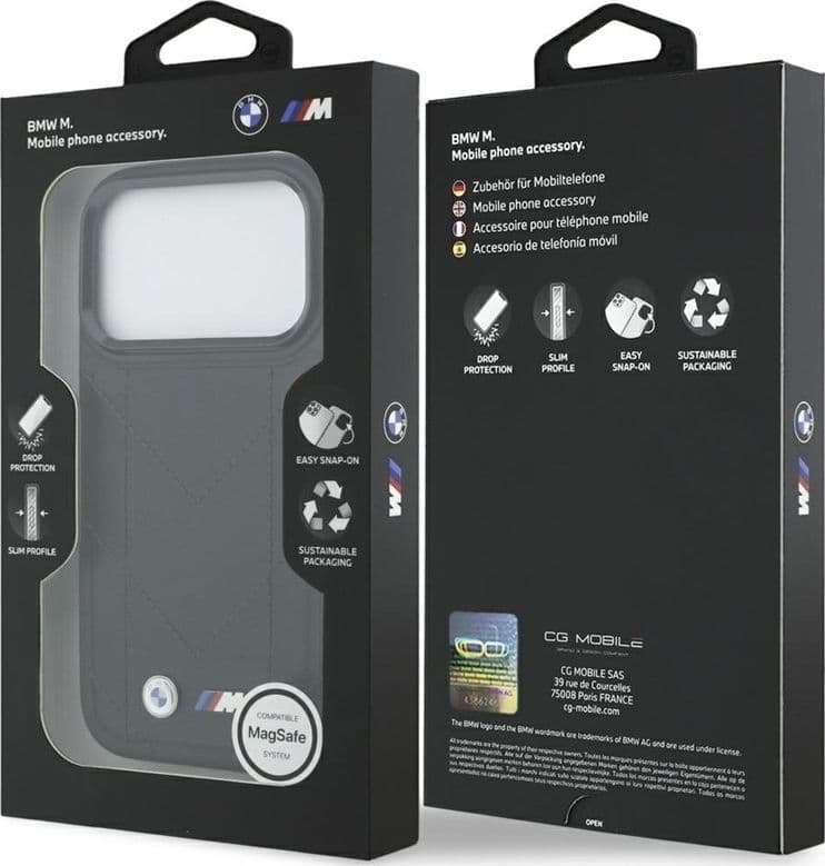 Custodia MagSafe con logo trapuntato BMW M per iPhone 17 Pro (nera) - 8