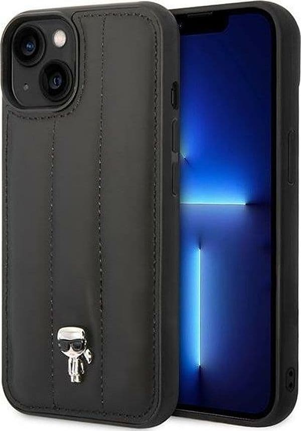 Karl Lagerfeld Quilted Puffy Ikonik Pin Case iPhone 14 Plus (Black)