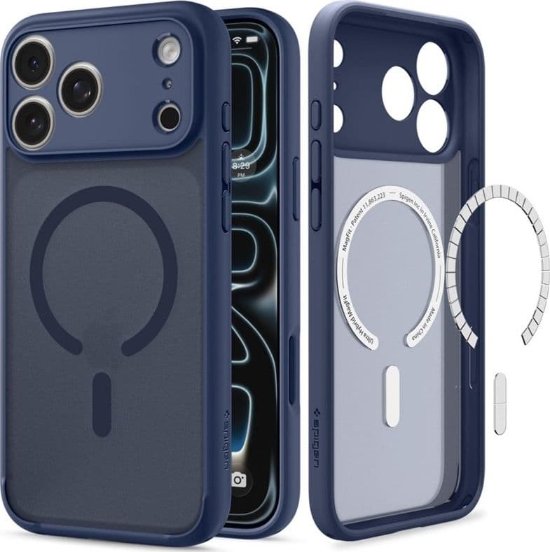 Spigen Ultra Hybrid Mag MagSafe - Custodia per iPhone 18 Pro / 17 Pro (Blu ghiaccio intenso) - 2