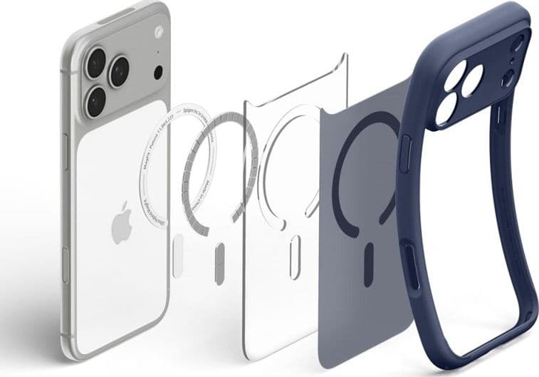 Spigen Ultra Hybrid Mag MagSafe - Custodia per iPhone 18 Pro / 17 Pro (Blu ghiaccio intenso) - 6