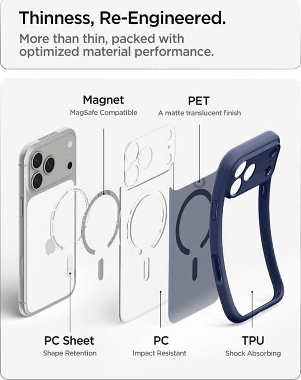 Spigen Ultra Hybrid Mag MagSafe - Custodia per iPhone 18 Pro / 17 Pro (Blu ghiaccio intenso) - 8