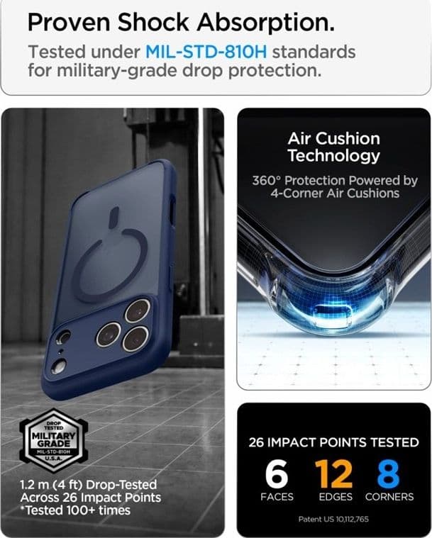 Spigen Ultra Hybrid Mag MagSafe - Custodia per iPhone 18 Pro / 17 Pro (Blu ghiaccio intenso) - 10