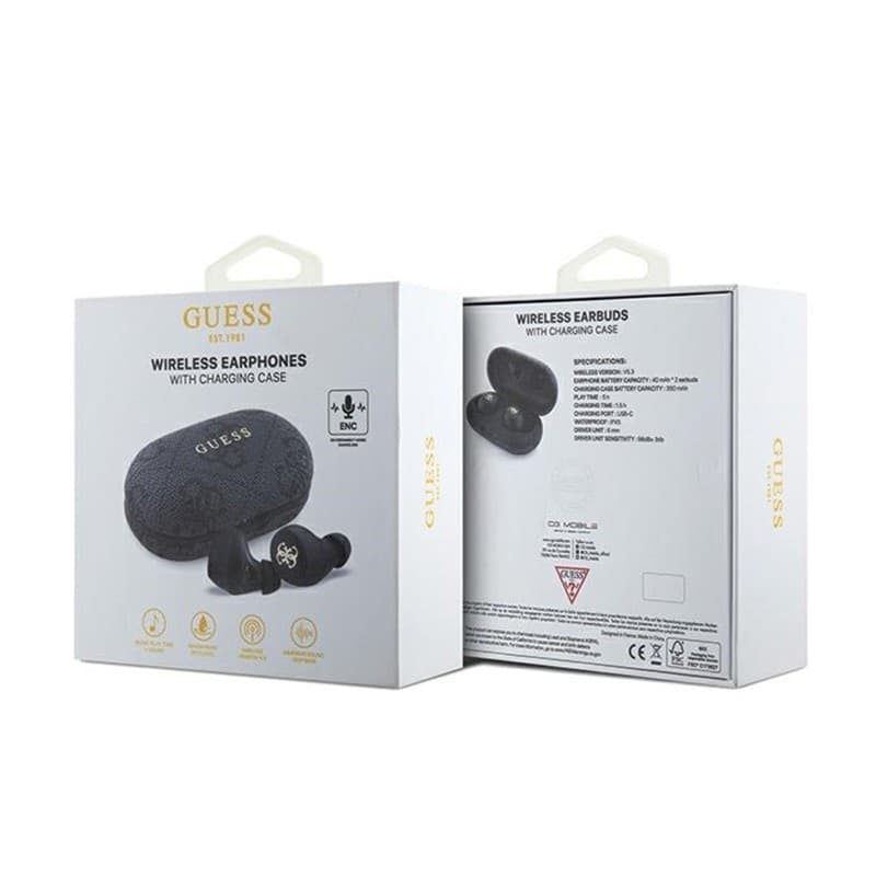Guess 4G Metal Logo - TWS ENC Bluetooth headphones + charging case (black) - 6