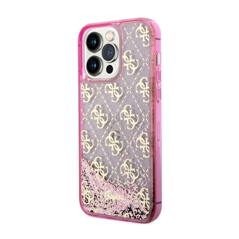 Guess Liquid Glitter Transculent 4G - Case for iPhone 14 Pro Max (Pink) - 2