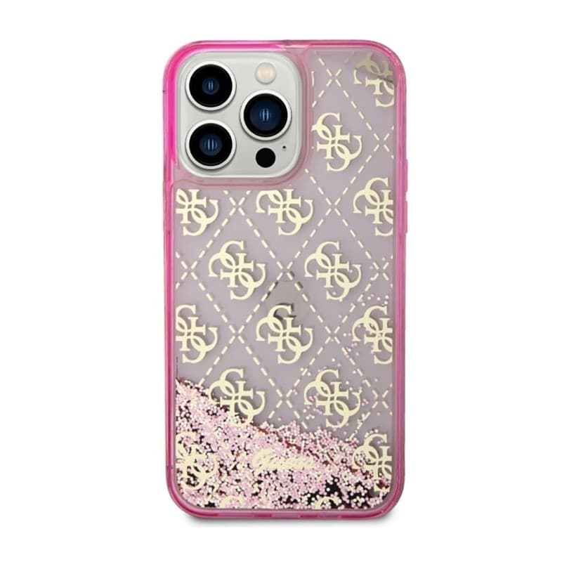 Guess Liquid Glitter Transculent 4G - Case for iPhone 14 Pro Max (Pink) - 3