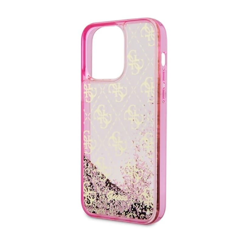 Guess Liquid Glitter Transculent 4G - Case for iPhone 14 Pro Max (Pink) - 6