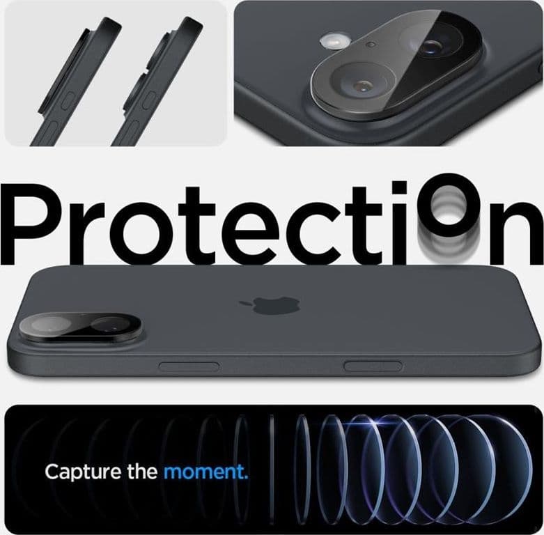 Spigen Optik GLAS.TR Camera Protector 2-Pack - Lens Protector for iPhone 16 / 16 Plus (2 pcs) (Black) - 10