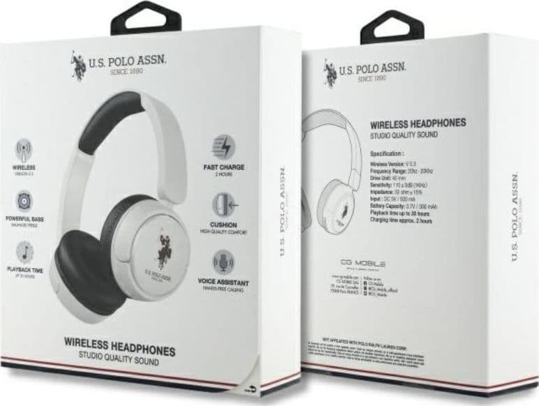 US Polo Assn DH Color Logo - Wireless Over-Ear Bluetooth Headphones V5.3 (white) - 4