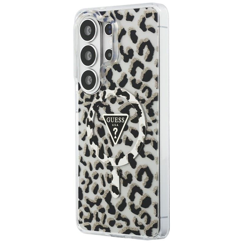 Custodia Guess IML Leopard Print Triangle MagSafe per Samsung Galaxy S26 Ultra (nera) - 2