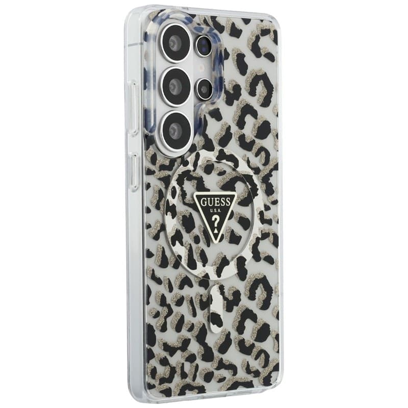 Custodia Guess IML Leopard Print Triangle MagSafe per Samsung Galaxy S26 Ultra (nera) - 4