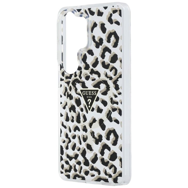Custodia Guess IML Leopard Print Triangle MagSafe per Samsung Galaxy S26 Ultra (nera) - 6