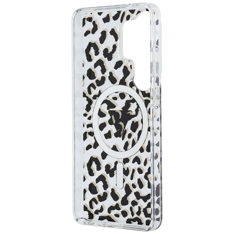 Custodia Guess IML Leopard Print Triangle MagSafe per Samsung Galaxy S26 Ultra (nera) - 7