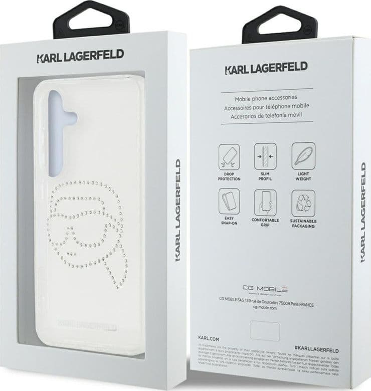 Karl Lagerfeld Rhinestones Karl Head Logo - Case for Samsung Galaxy S25 (Transparent) - 8