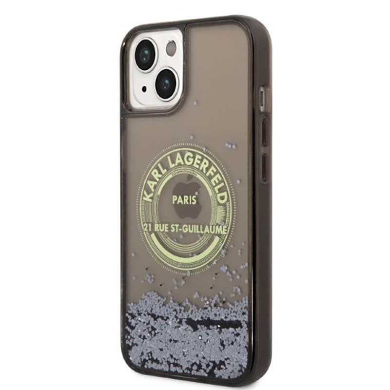 Karl Lagerfeld Liquid Glitter Round RSG Logo Case - Case for iPhone 14 (Black) - 2