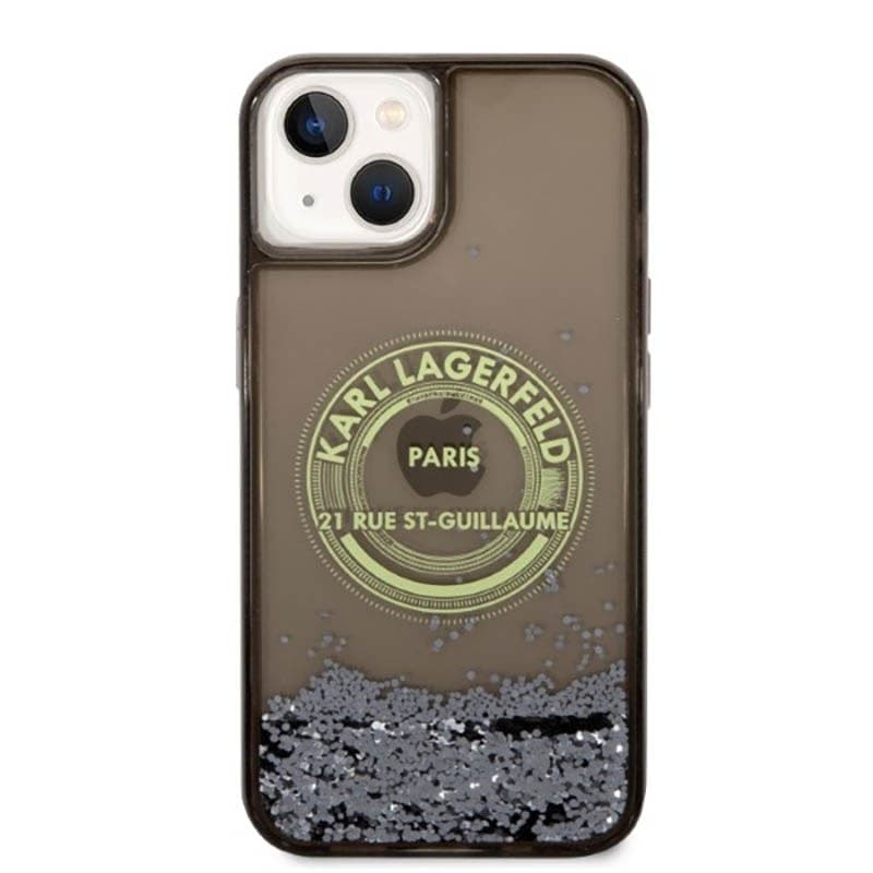 Karl Lagerfeld Liquid Glitter Round RSG Logo Case - Case for iPhone 14 (Black) - 3