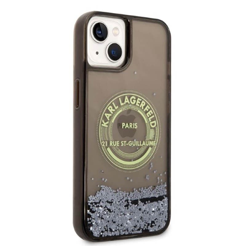 Karl Lagerfeld Liquid Glitter Round RSG Logo Case - Case for iPhone 14 (Black) - 4