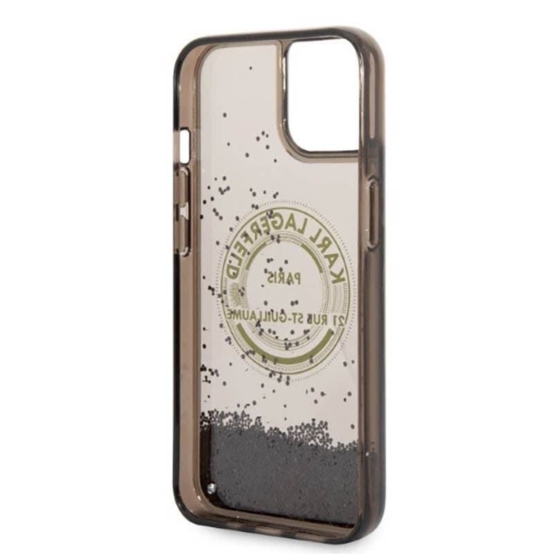 Karl Lagerfeld Liquid Glitter Round RSG Logo Case - Case for iPhone 14 (Black) - 7