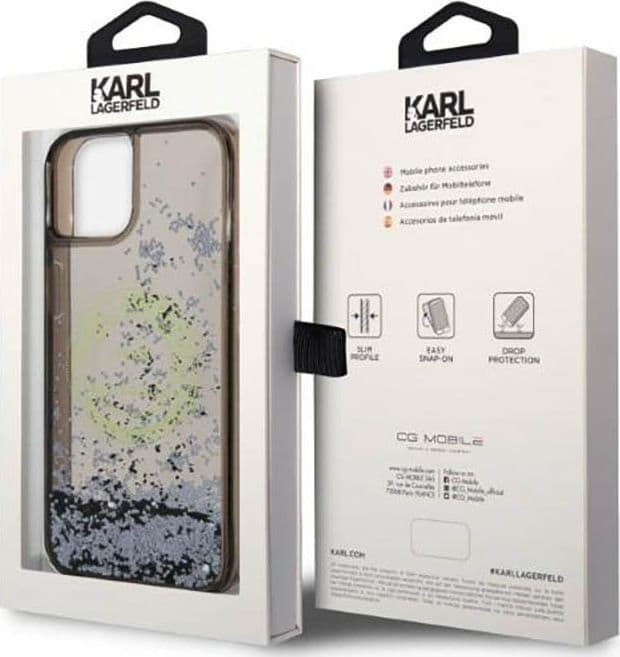 Karl Lagerfeld Liquid Glitter Round RSG Logo Case - Case for iPhone 14 (Black) - 8