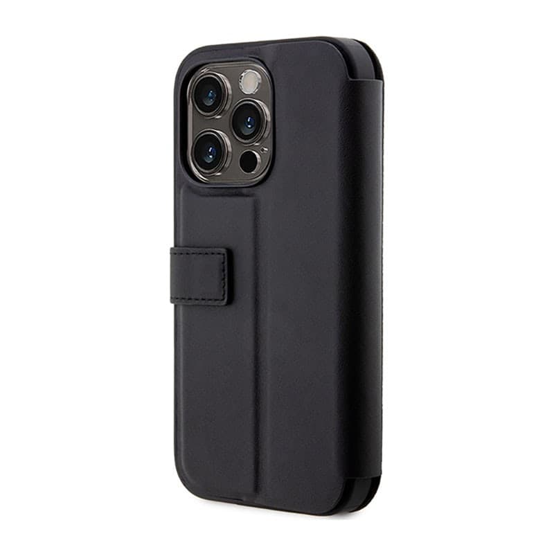 BMW Booktype Leather Stamp Blue Lines - Case for iPhone 14 Pro (Black) - 4