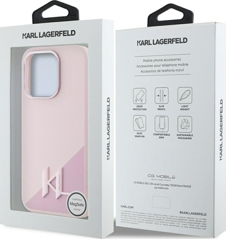 Karl Lagerfeld Silicone Shadow Metal Initial MagSafe - Case for iPhone 15 Pro Max (pink) - 8