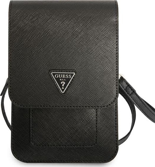 Guess Wallet Saffiano Triangle Logo Phone Bag (Black) - 2