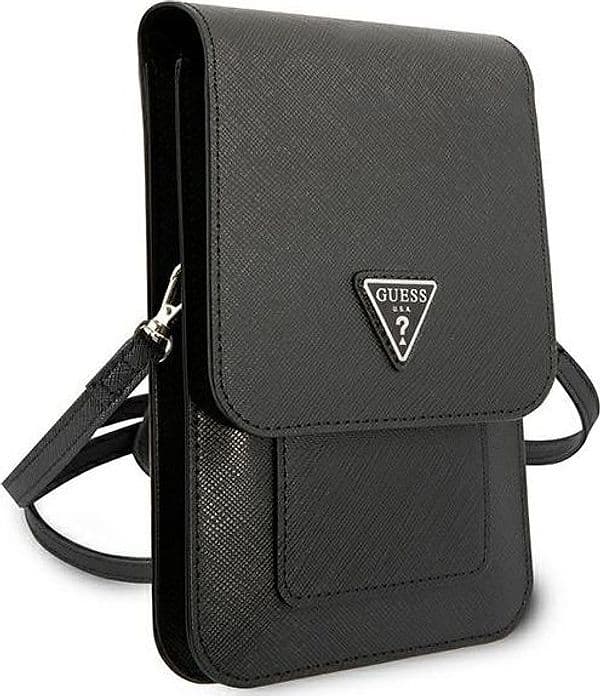 Guess Wallet Saffiano Triangle Logo Phone Bag (Black) - 3