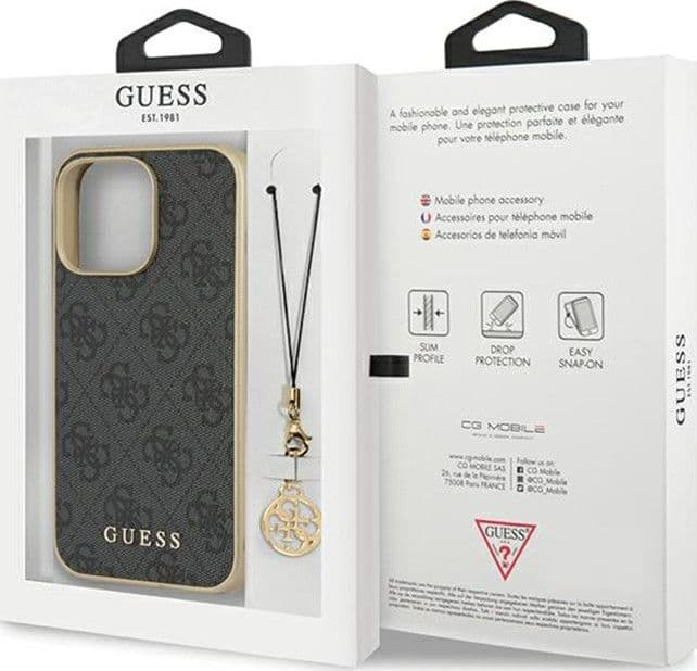 Guess 4G Charms Collection - Case for iPhone 14 Pro (Grey) - 8