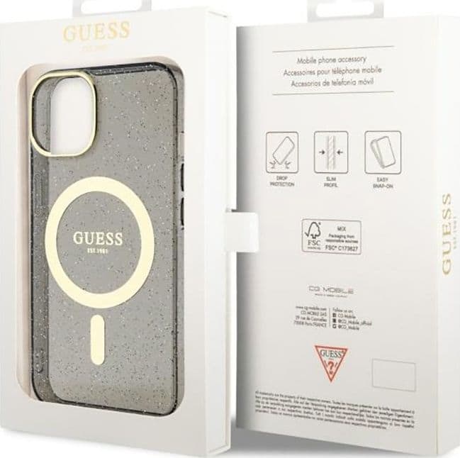 Guess Glitter Gold MagSafe - Case for iPhone 14 Plus (Black) - 8