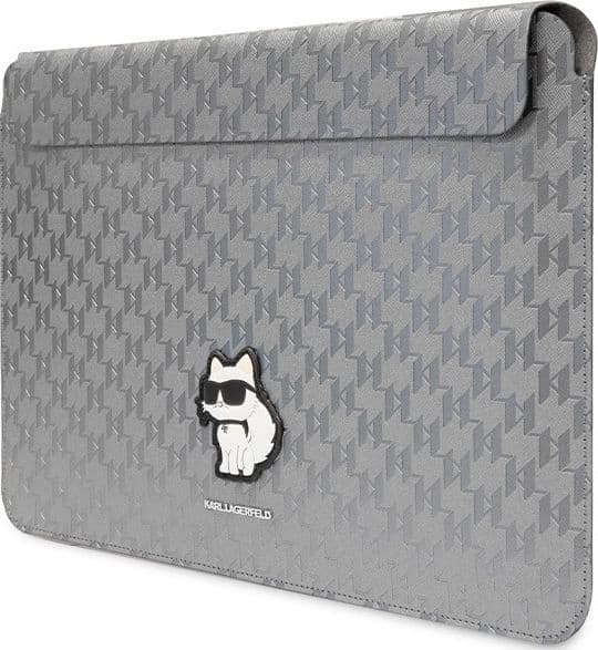 Karl Lagerfeld NFT Saffiano Monogram Ikonik Choupette Sleeve - 14" Notebook Case (Silver) - 2