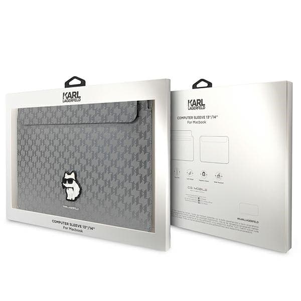 Karl Lagerfeld NFT Saffiano Monogram Ikonik Choupette Sleeve - 14" Notebook Case (Silver) - 4