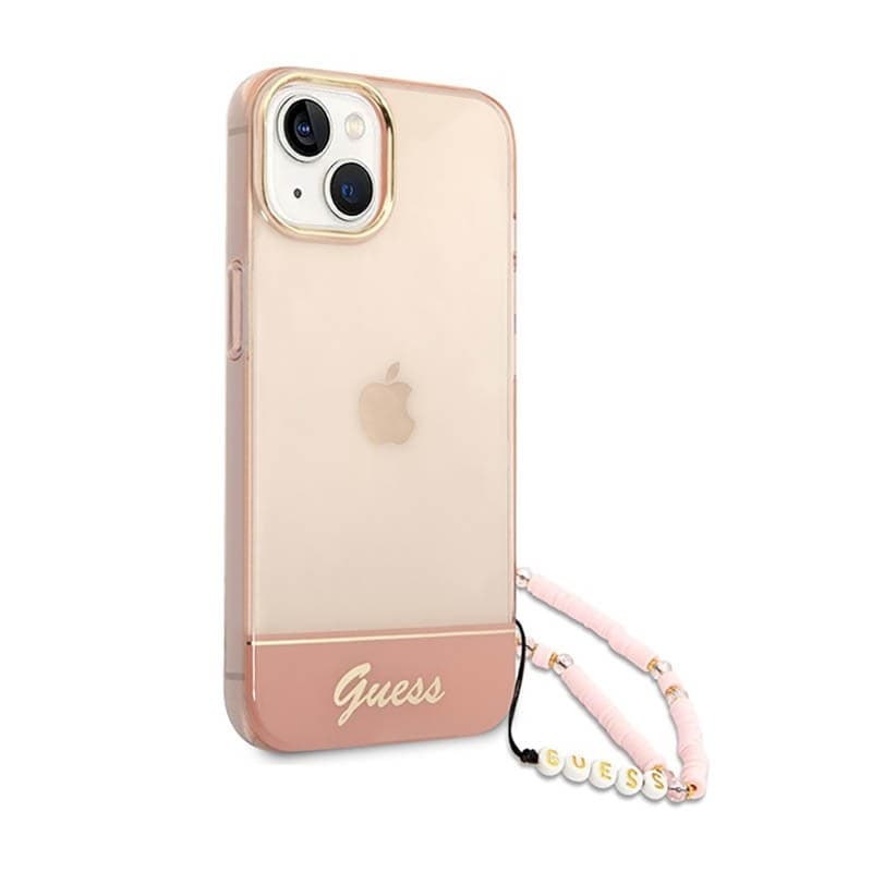 Guess Translucent Pearl Strap - Case for iPhone 14 Plus (Pink) - 3