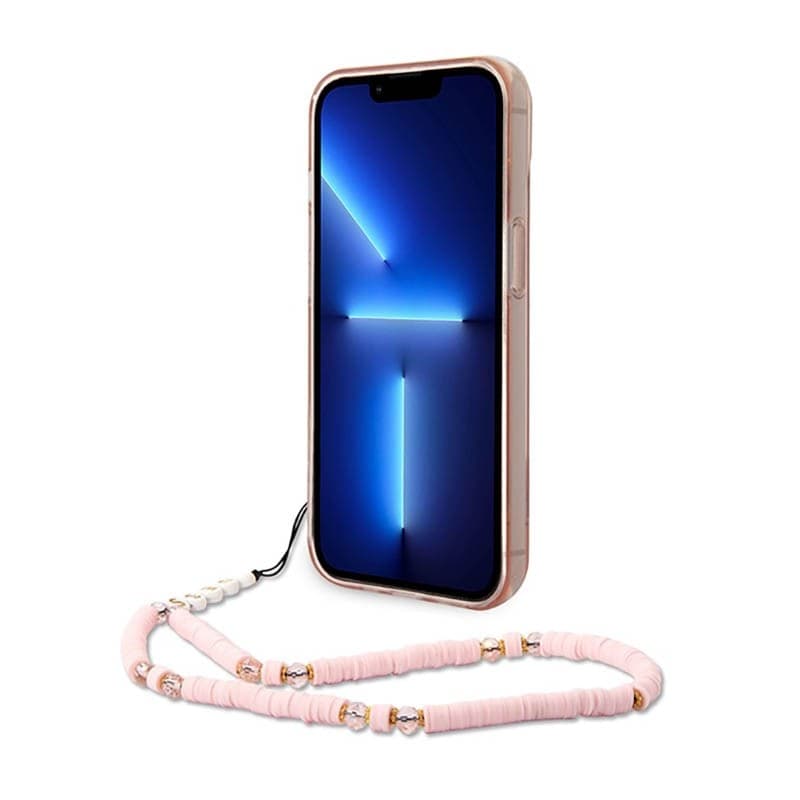 Guess Translucent Pearl Strap - Case for iPhone 14 Plus (Pink) - 4
