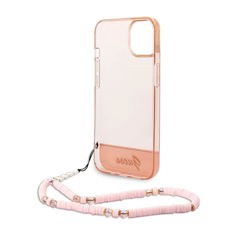 Guess Translucent Pearl Strap - Case for iPhone 14 Plus (Pink) - 6