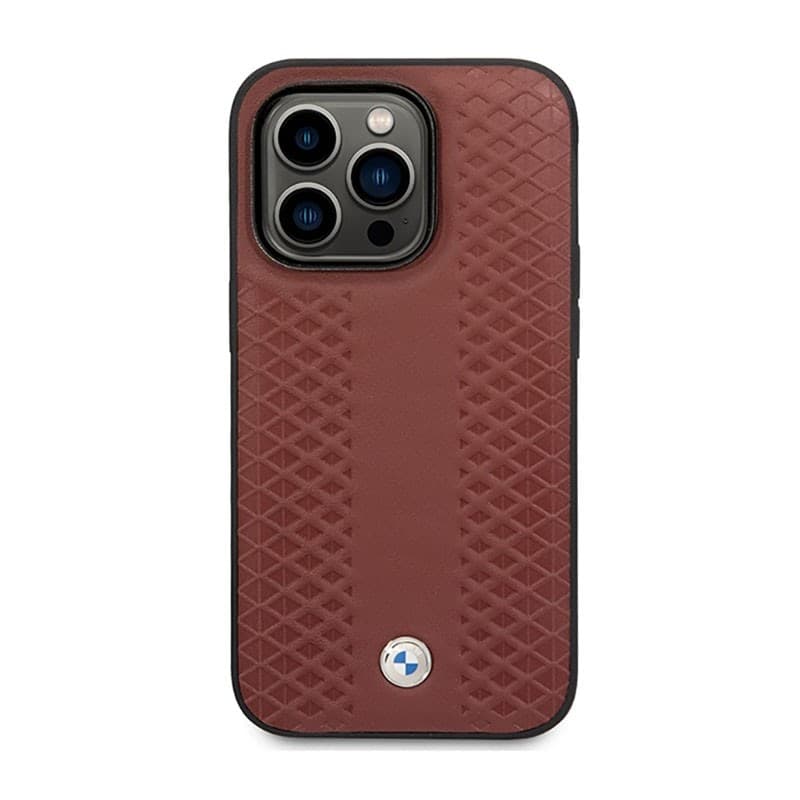 BMW Leather Diamond Pattern MagSafe - Case for iPhone 14 Pro Max (Burgundian) - 3