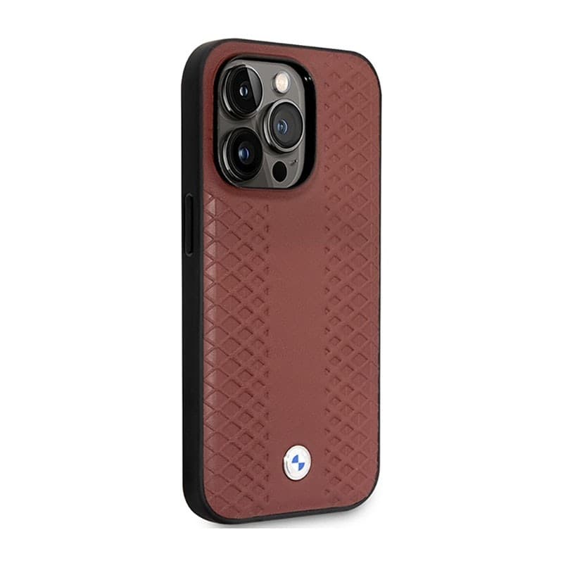 BMW Leather Diamond Pattern MagSafe - Case for iPhone 14 Pro Max (Burgundian) - 4