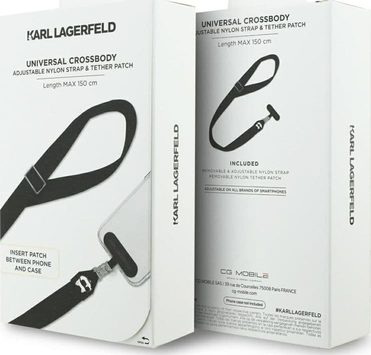 Karl Lagerfeld Universal Crossbody Strap Tether Patch Choupette Metal Logo - Universal Phone Strap / Lanyard (Black) - 4